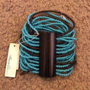 Kenneth Cole blue/brown beaded bracelet